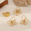 Jewelry Set Geometric Line Ring Earrings Stainless Steel Leaf Butterfly Electroplating