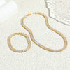 Jewelry Set Gold Electroplated Wave Inlaid Zircon Women's