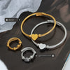 Jewelry Set Goldplated Titanium Steel Love Shape Adjustable Coil Bracelet And Ring