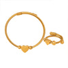 Jewelry Set Goldplated Titanium Steel Love Shape Adjustable Coil Bracelet And Ring
