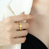 Jewelry Set Goldplated Titanium Steel Love Shape Adjustable Coil Bracelet And Ring