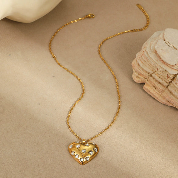 Jewelry Set Heart Shape Stainless Steel 18K Gold Plated For Women