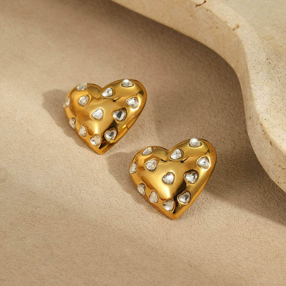 Jewelry Set Heart Shape Stainless Steel 18K Gold Plated For Women