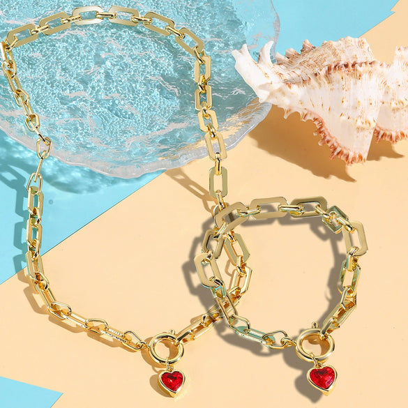 Jewelry Set Hiphop Style Ot Buckle Imitation Pearls Turquoise Heart Water Drop Bell Electroplating