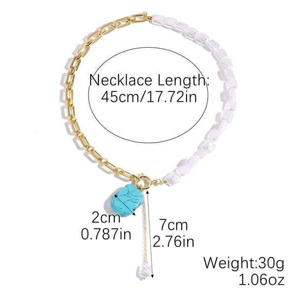 Jewelry Set Hiphop Style Ot Buckle Imitation Pearls Turquoise Heart Water Drop Bell Electroplating