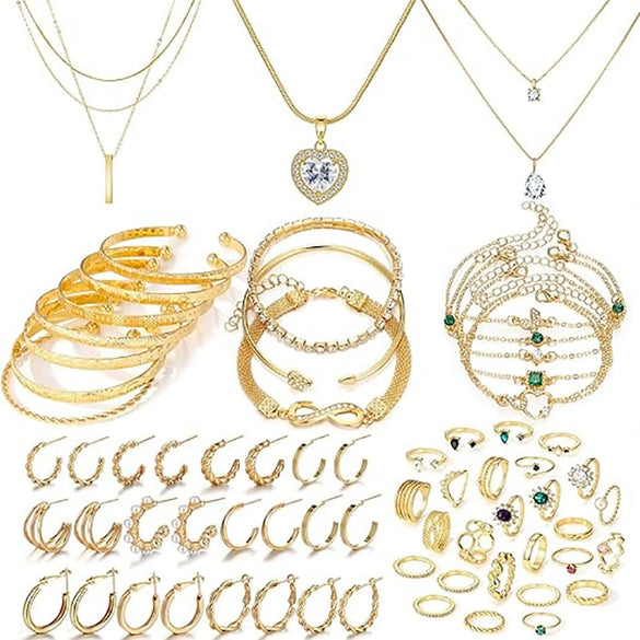 Jewelry Set Mixed Materials Imitation Pearl Rhinestone Heart Water Drop Bell Pattern O Word Chain Highend Minimalist For Women