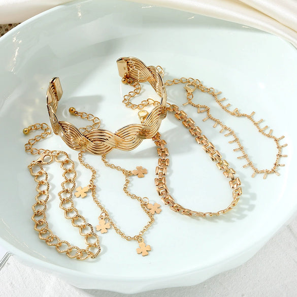 Jewelry Set Mixed Materials With Heart Water Drop Bell Pattern Set With Pearls For Ladies