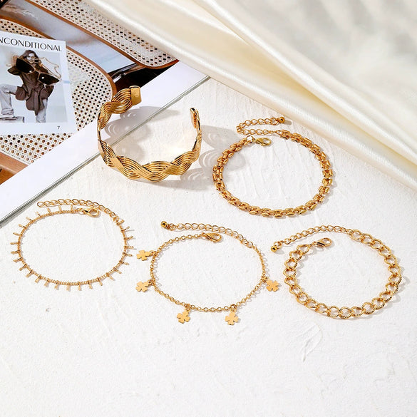 Jewelry Set Mixed Materials With Heart Water Drop Bell Pattern Set With Pearls For Ladies