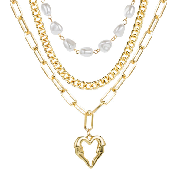 Jewelry Set Mixed Materials With Heart Water Drop Bell Pattern Set With Pearls For Ladies