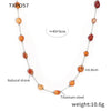 Jewelry Set Natural Agate Stone Handbeaded 316L Stainless Steel Chain Electroplating Design Unisex