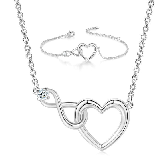 Jewelry Set Necklace And Bracelet Copper Heart Cut Out Love Water Drops Bell Pattern Electroplated For Women Sweet Style