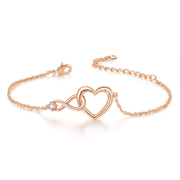 Jewelry Set Necklace And Bracelet Copper Heart Cut Out Love Water Drops Bell Pattern Electroplated For Women Sweet Style