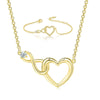 Jewelry Set Necklace And Bracelet Copper Heart Cut Out Love Water Drops Bell Pattern Electroplated For Women Sweet Style