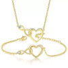 Jewelry Set Necklace And Bracelet Copper Heart Cut Out Love Water Drops Bell Pattern Electroplated For Women Sweet Style