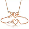 Jewelry Set Necklace And Bracelet Copper Heart Cut Out Love Water Drops Bell Pattern Electroplated For Women Sweet Style