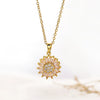Jewelry Set Necklace Earrings Ring Titanium Steel Inlaid With Zircon Copper Plated With Real Gold Sunflower Pattern Original Design