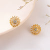 Jewelry Set Necklace Earrings Ring Titanium Steel Inlaid With Zircon Copper Plated With Real Gold Sunflower Pattern Original Design