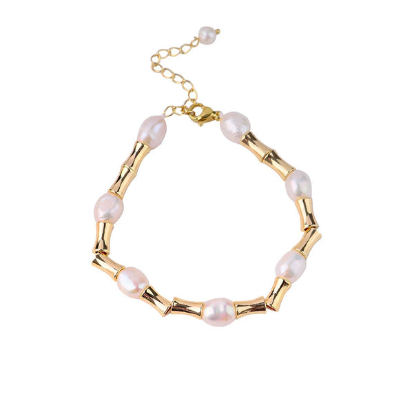 Jewelry Set Pearl Electroplating Women's Freshwater Pearl Splicing Necklace Bracelet Retro Style