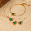 Jewelry Set Stainless Steel Geometric Malachite Set With Gems
