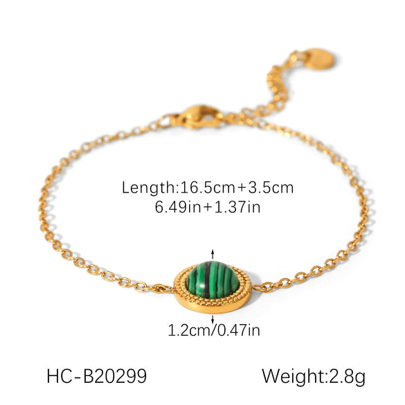 Jewelry Set Stainless Steel Geometric Malachite Set With Gems