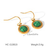 Jewelry Set Stainless Steel Geometric Malachite Set With Gems