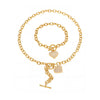 Jewelry Set 316L Stainless Steel Goldplated Heart Pendant Necklace And Bracelet