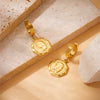 Jewelry Set Stainless Steel Goldplated Round Pendant And Chain For Women Retro Fashion Style