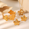 Jewelry Set Stainless Steel Titanium Steel Fivepetal Flower Electroplating Style For Women