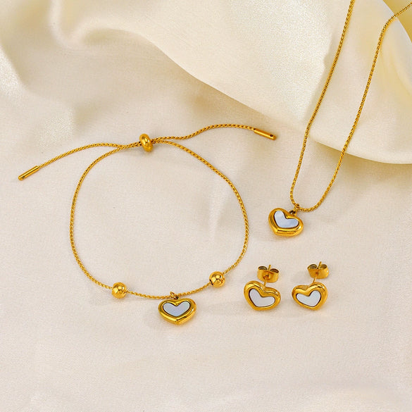 Jewelry Set Stainless Steel Titanium Steel Heartshaped Love Water Drops Bell Electroplated