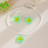 Jewelry Set Sweet Plants Flowers Style Plastic And Resin Baking Paint Earrings And Necklace