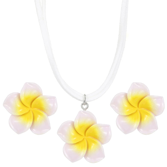 Jewelry Set Sweet Plants Flowers Style Plastic And Resin Baking Paint Earrings And Necklace