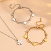 Jewelry Set Titanium Steel Beaded Floret Four Leaf Clover Diamond Double Layer Bamboo Chain For Women