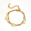 Jewelry Set Titanium Steel Beaded Floret Four Leaf Clover Diamond Double Layer Bamboo Chain For Women