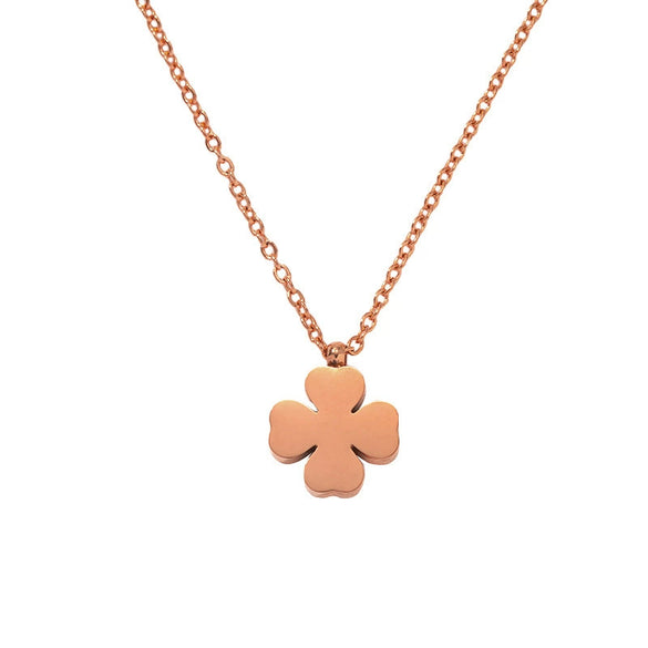 Jewelry Set Titanium Steel Beaded Floret Four Leaf Clover Diamond Double Layer Bamboo Chain For Women