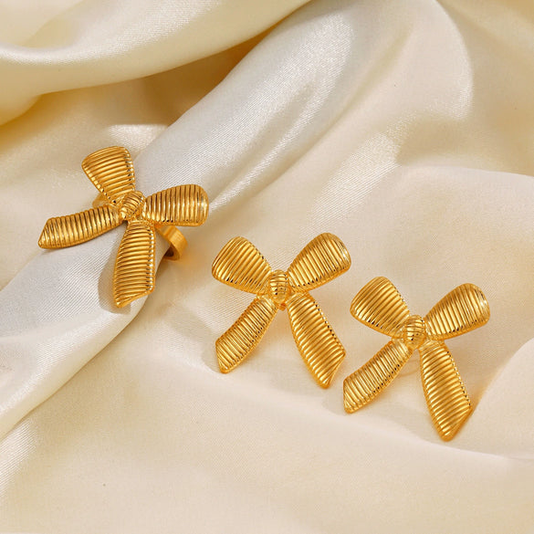Jewelry Set Titanium Steel Bow 18K Goldplated For Women