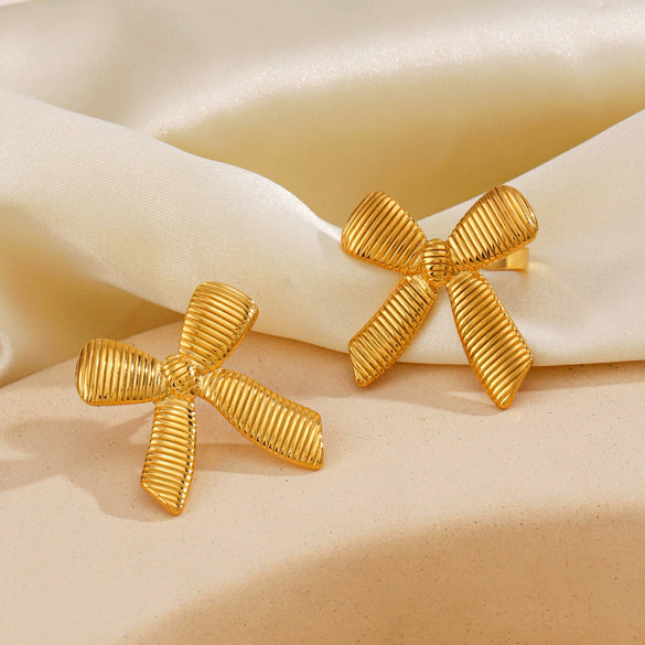 Jewelry Set Titanium Steel Bow 18K Goldplated For Women