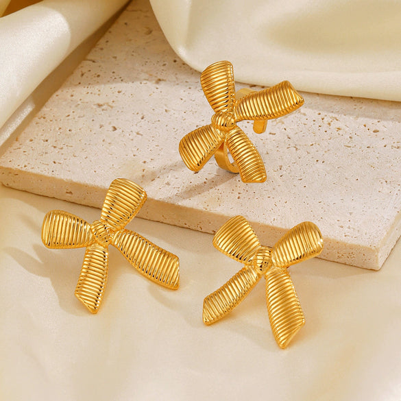 Jewelry Set Titanium Steel Bow 18K Goldplated For Women