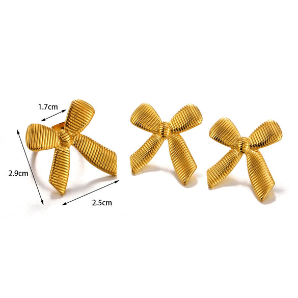 Jewelry Set Titanium Steel Bow 18K Goldplated For Women