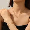 Jewelry Set Titanium Steel Box Chain Bow Pendant With Love Drop Bell Pattern
