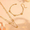 Jewelry Set Titanium Steel Box Chain Bow Pendant With Love Drop Bell Pattern