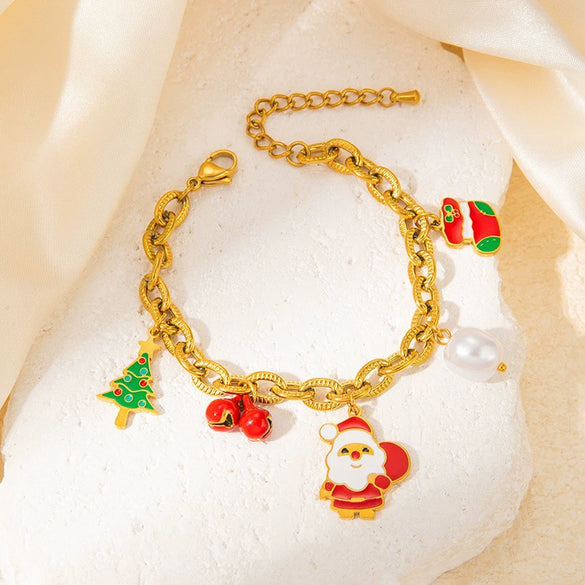 Jewelry Set Titanium Steel Christmas Cartoon Element Electroplating For Women