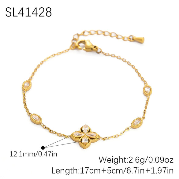 Jewelry Set Titanium Steel Fourleaf Flower Electroplated For Women