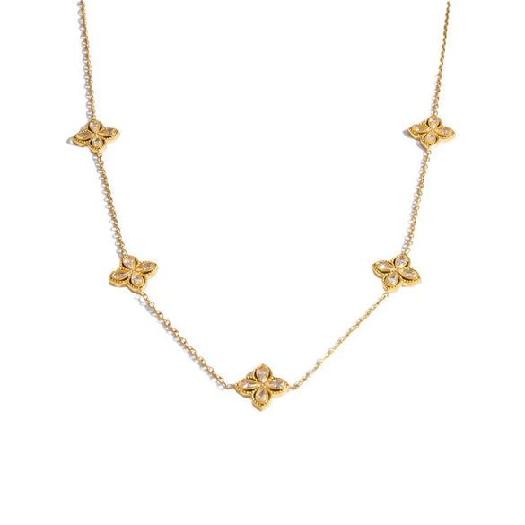 Jewelry Set Titanium Steel Fourleaf Flower Electroplated For Women