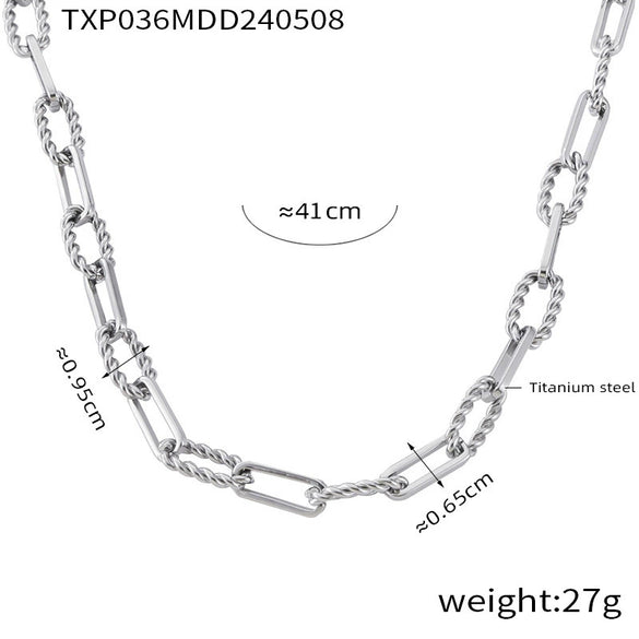 Jewelry Set 316L Stainless Steel Geometric Shaped Chain Electroplating Hiphop Trendy