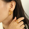Jewelry Set 316L Stainless Steel Heart Cut Out Love Water Drop Bell Pattern Electroplated