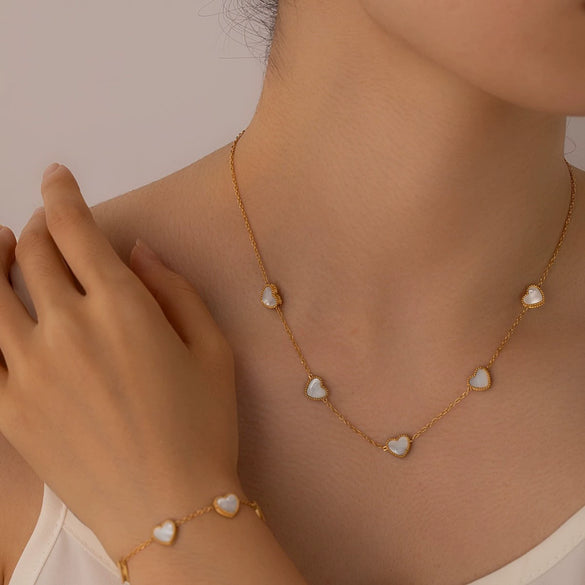 Jewelry Set Titanium Steel Heart Shape Electroplated For Women