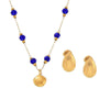 Jewelry Set 316L Stainless Steel 18K Gold Plated Starfish Shell Pendant Blue Crystal For Women