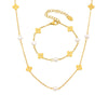Jewelry Set Titanium Steel Natural Freshwater Pearl Cut Out Flower With Stars Sun And Moon Clouds Universe Electroplated
