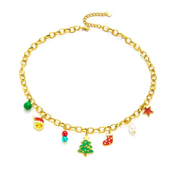 Jewelry Set Titanium Steel Star Elk Shape Christmas Tree Pendant Electroplating Cartoon Characters Style