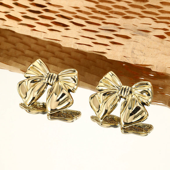 Jewelry Set With Imitation Pearl Beaded Bow Electroplated